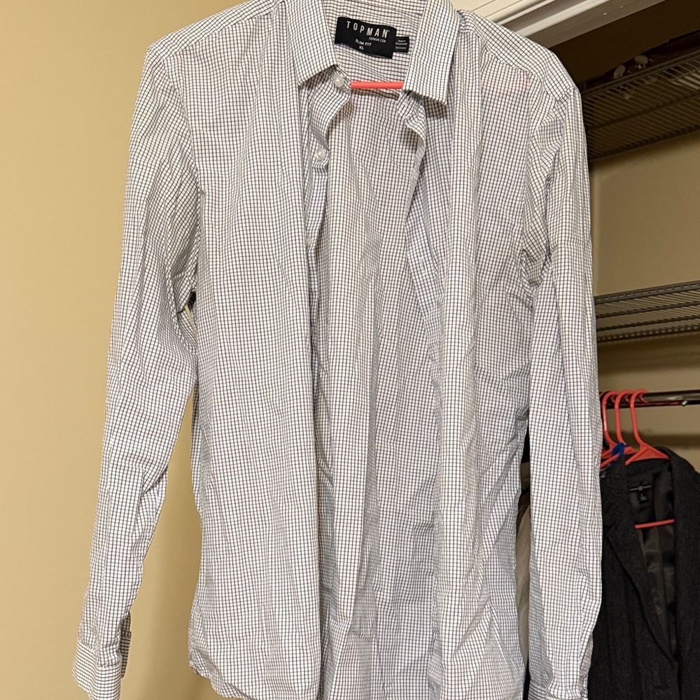 Topman Black and White Checkered Shirt
